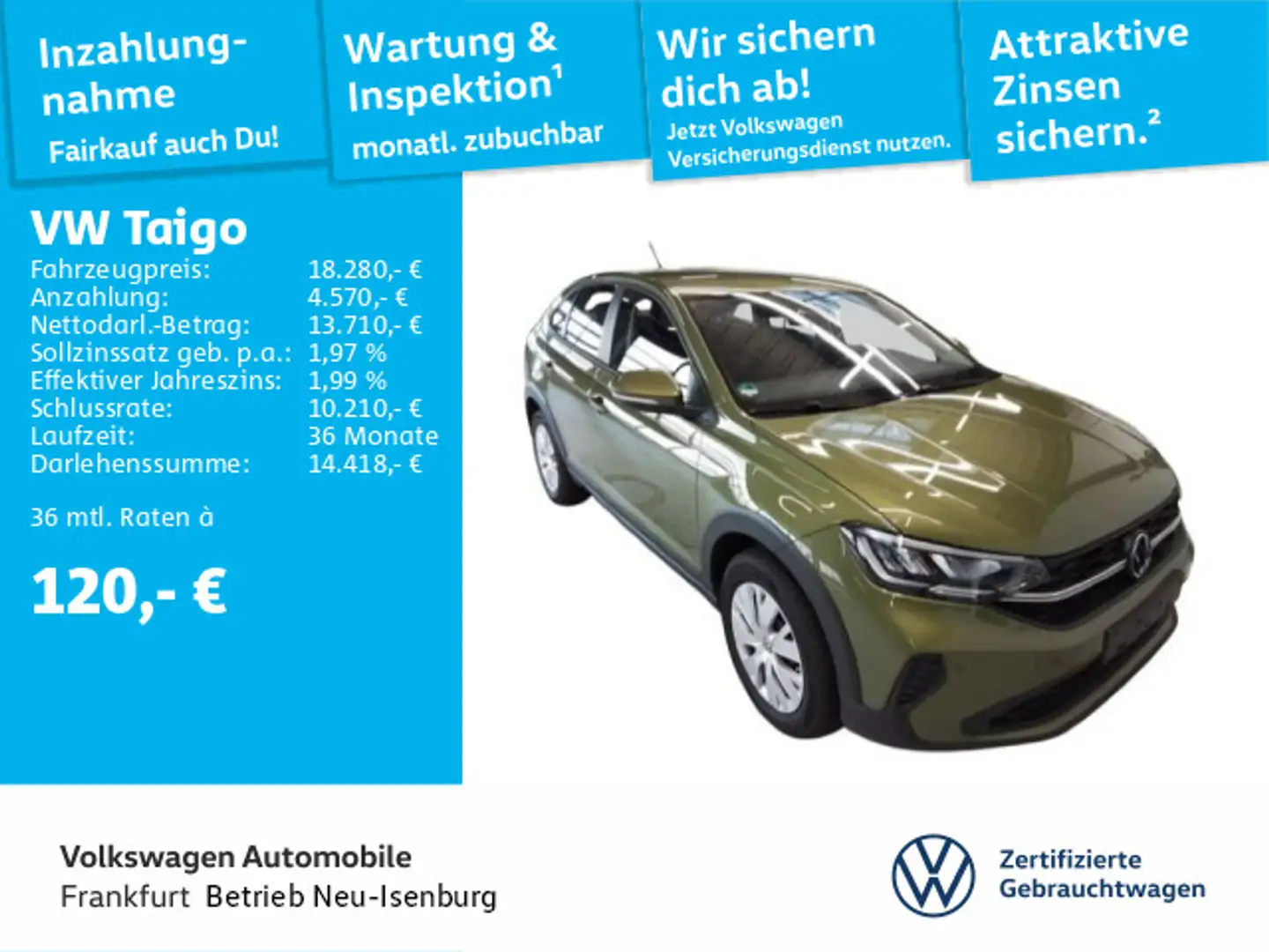 Volkswagen Taigo 1.0 TSI FrontAssist LED Grün - 1