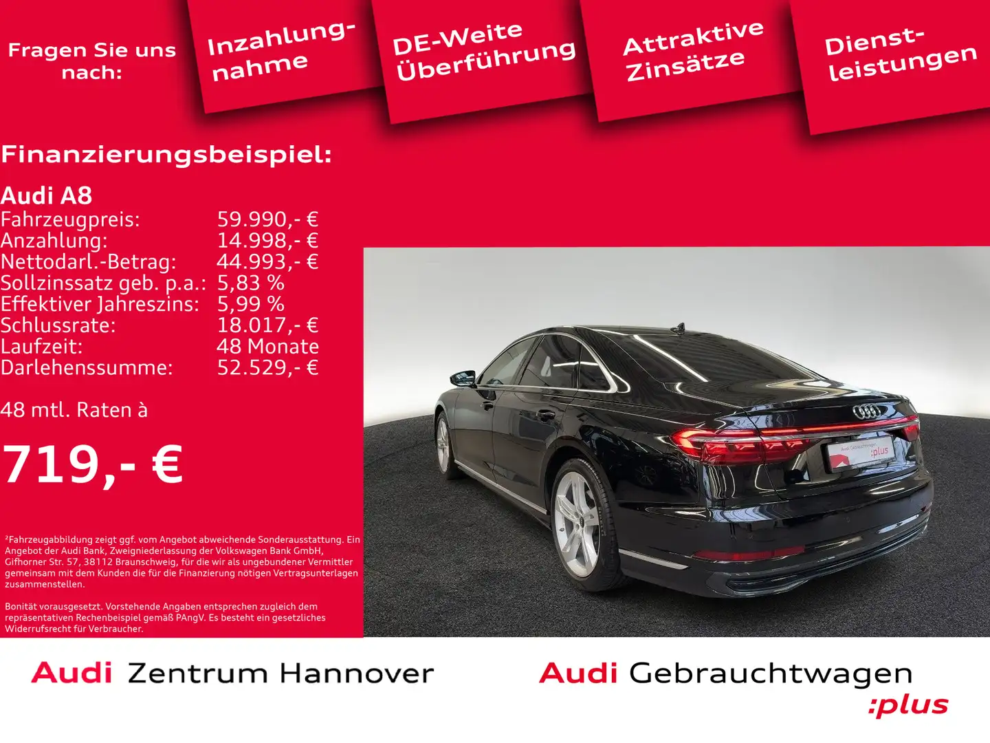 Audi A8 Limousine 50 TDI qu. Standh. HD Matrix Luft K Zwart - 2