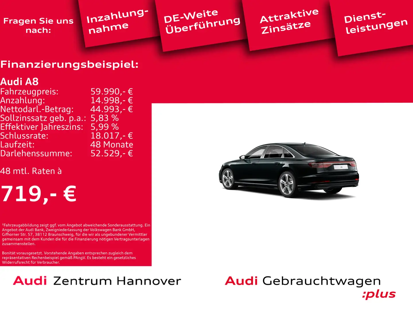 Audi A8 Limousine 50 TDI qu. Standh. HD Matrix Luft K Noir - 2