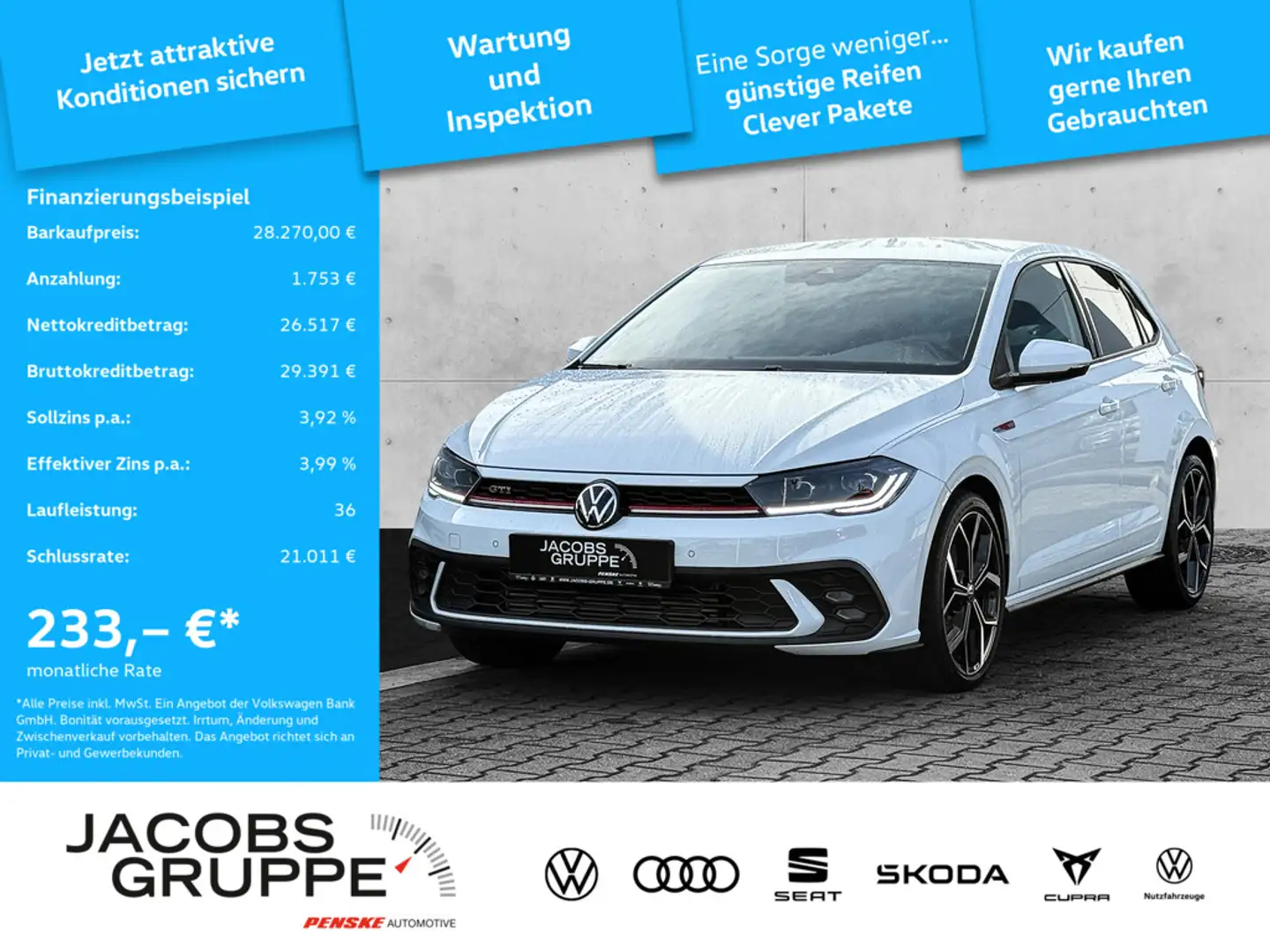 Volkswagen Polo GTI 2.0 TSI ACC/Matrix/Kamera/Sitzh./Beats Weiß - 1