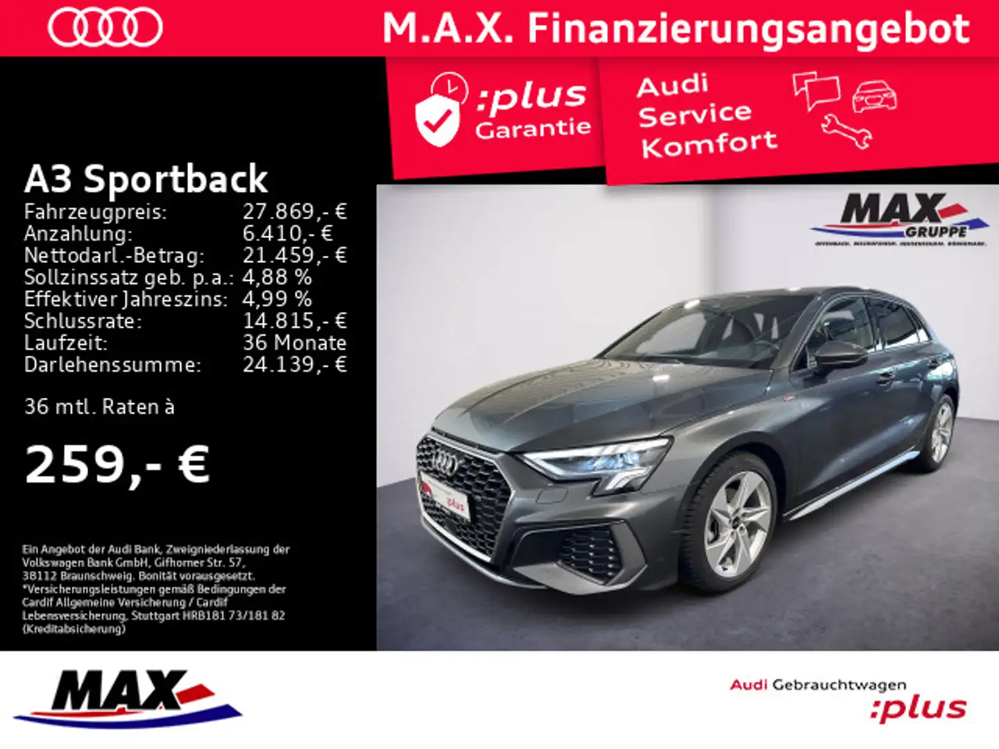Audi A3 30 TFSI S LINE LED+NAVI+KAMERA+VCP+ Grau - 1