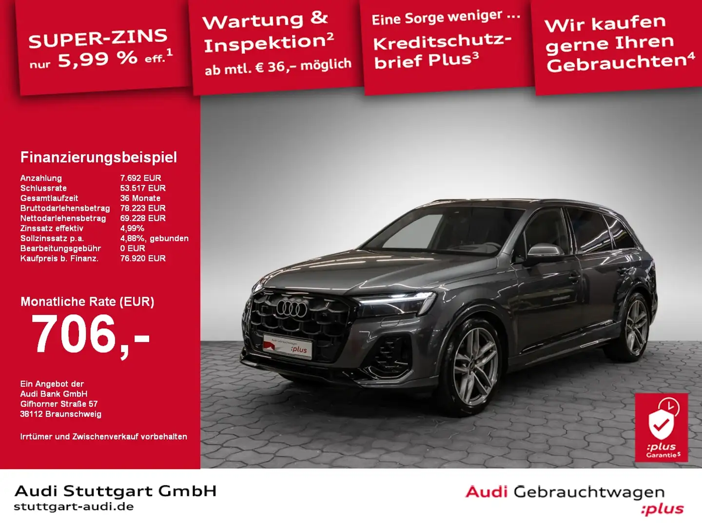 Audi Q7 S line 55 TFSI e quattro tiptronic AHK B&O Gris - 1