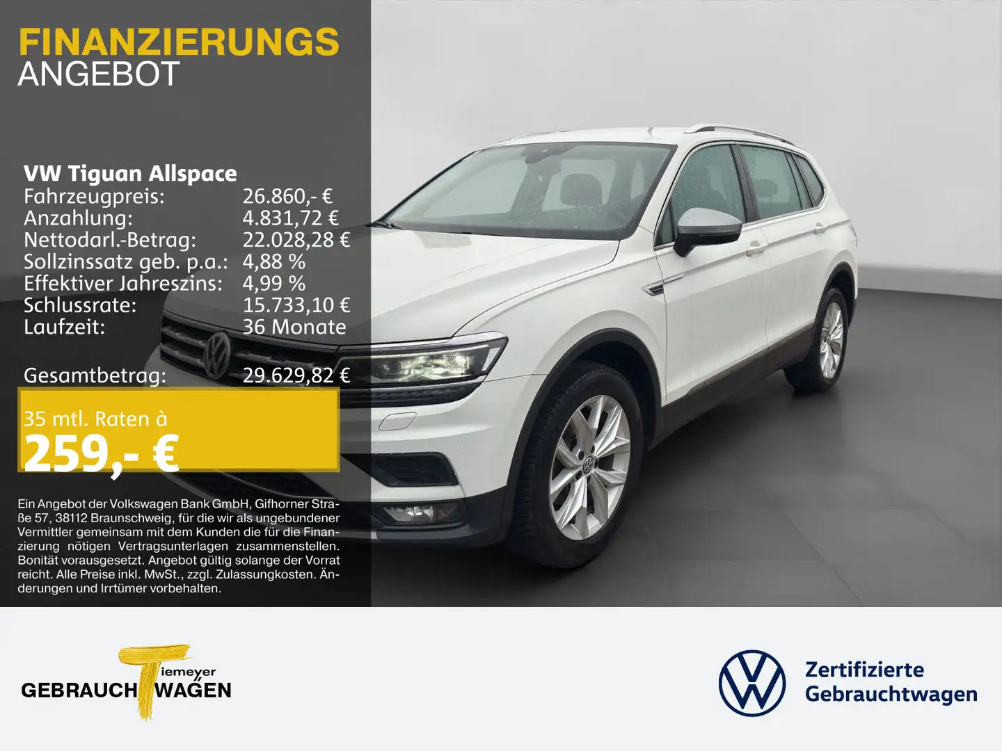 Volkswagen Tiguan Allspace 1.5 TSI DSG HIGHLINE NAVI SITZHZ Weiß - 1