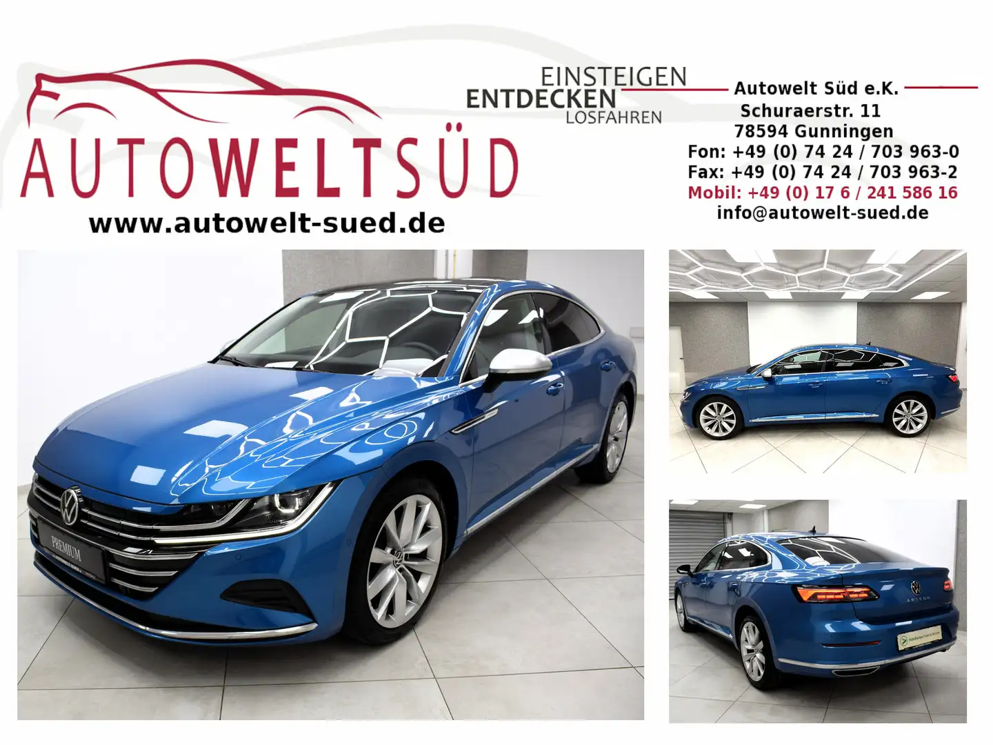 Volkswagen Arteon 1.4 TSI eHybrid Elegance Pano RCam AHK 19 Bleu - 1