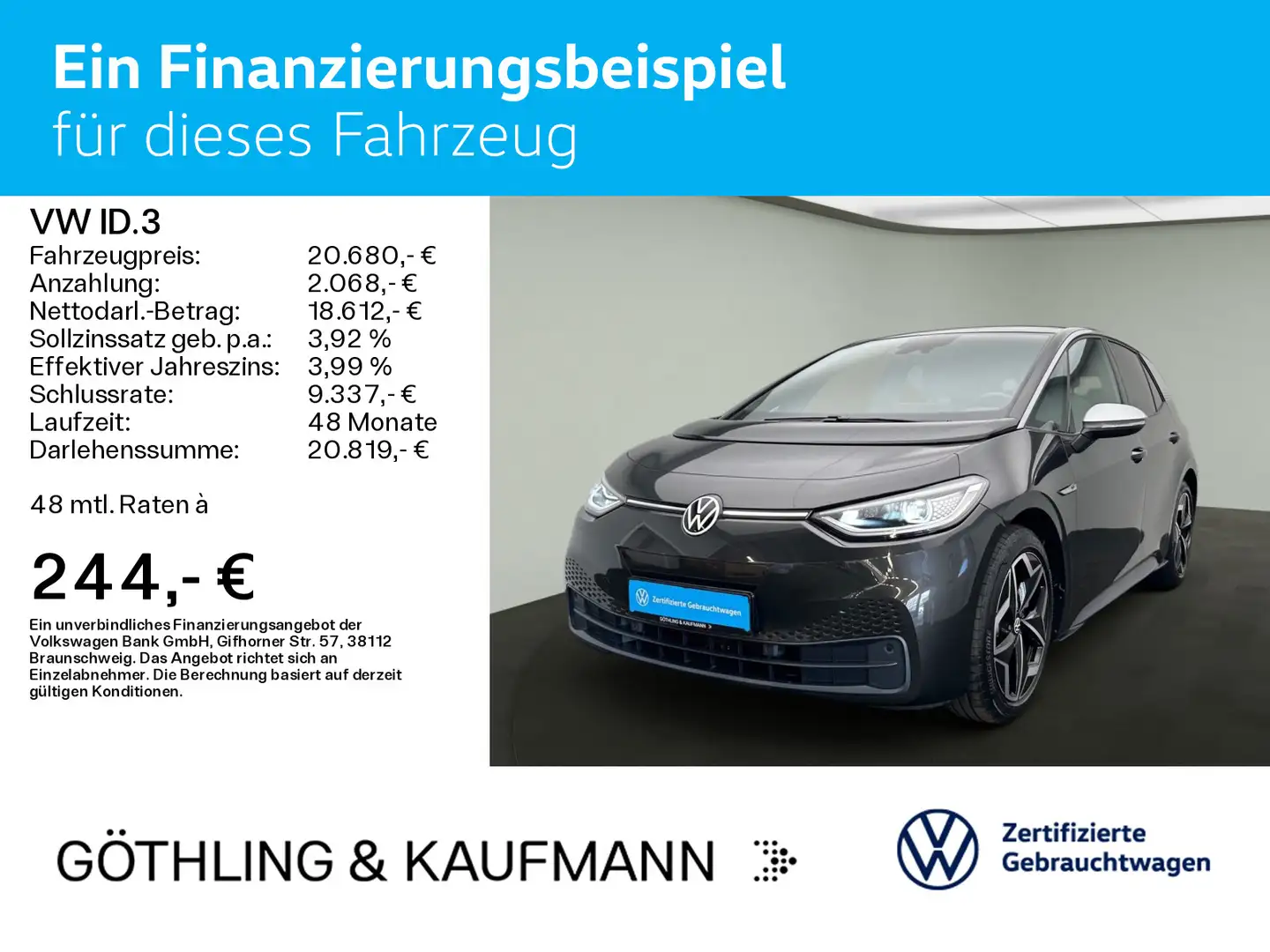 Volkswagen ID.3 Pro Performance 150kW*NAVI*MATRIX*KAM*19“*A Grau - 2