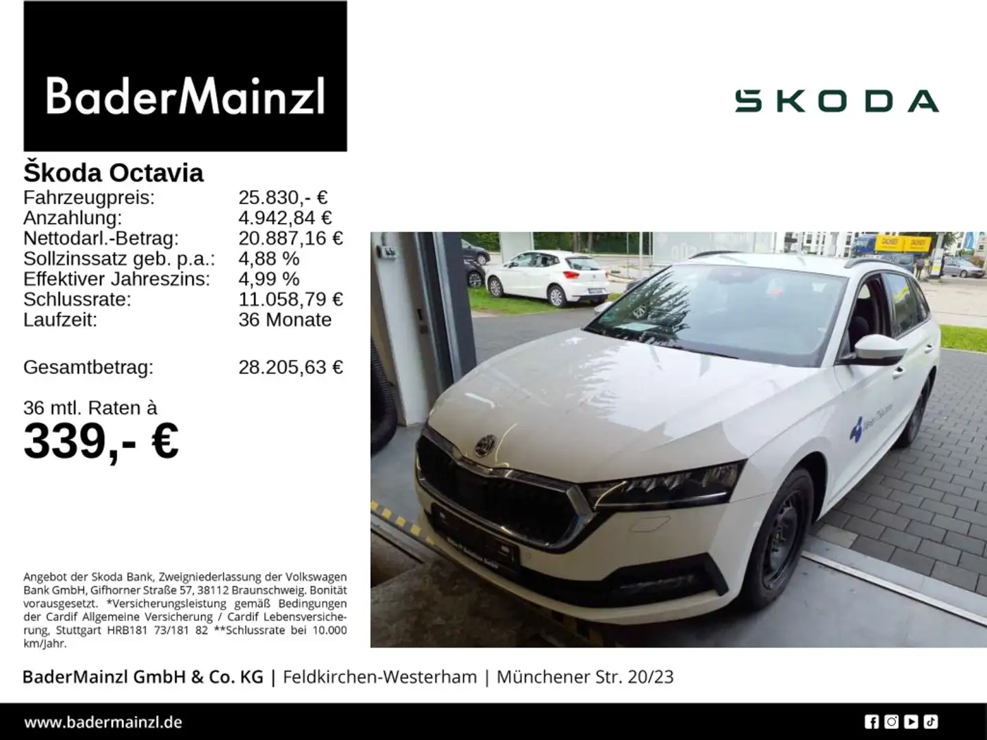 Skoda Octavia Combi 2.0 TDI DSG Ambition PDC SHZ ACC Weiß - 1