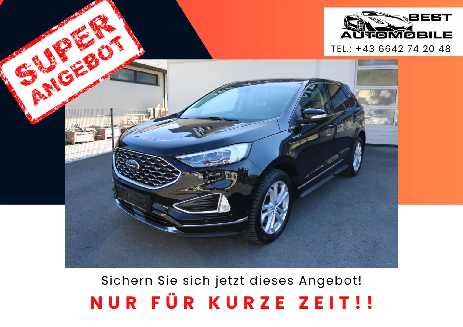 Ford Edge 2,0 EcoBlue SCR 4x4 Vignale Aut.//PANO//AHK//RFK/ Schwarz - 1