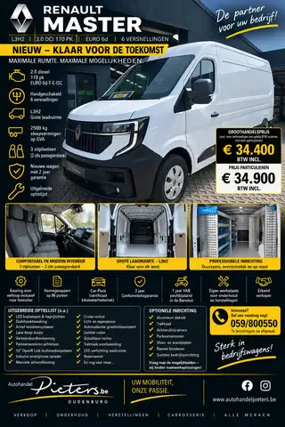Renault Master L3H2 170 PK - 2 jaar garantie - NIEUW - 28842€+btw