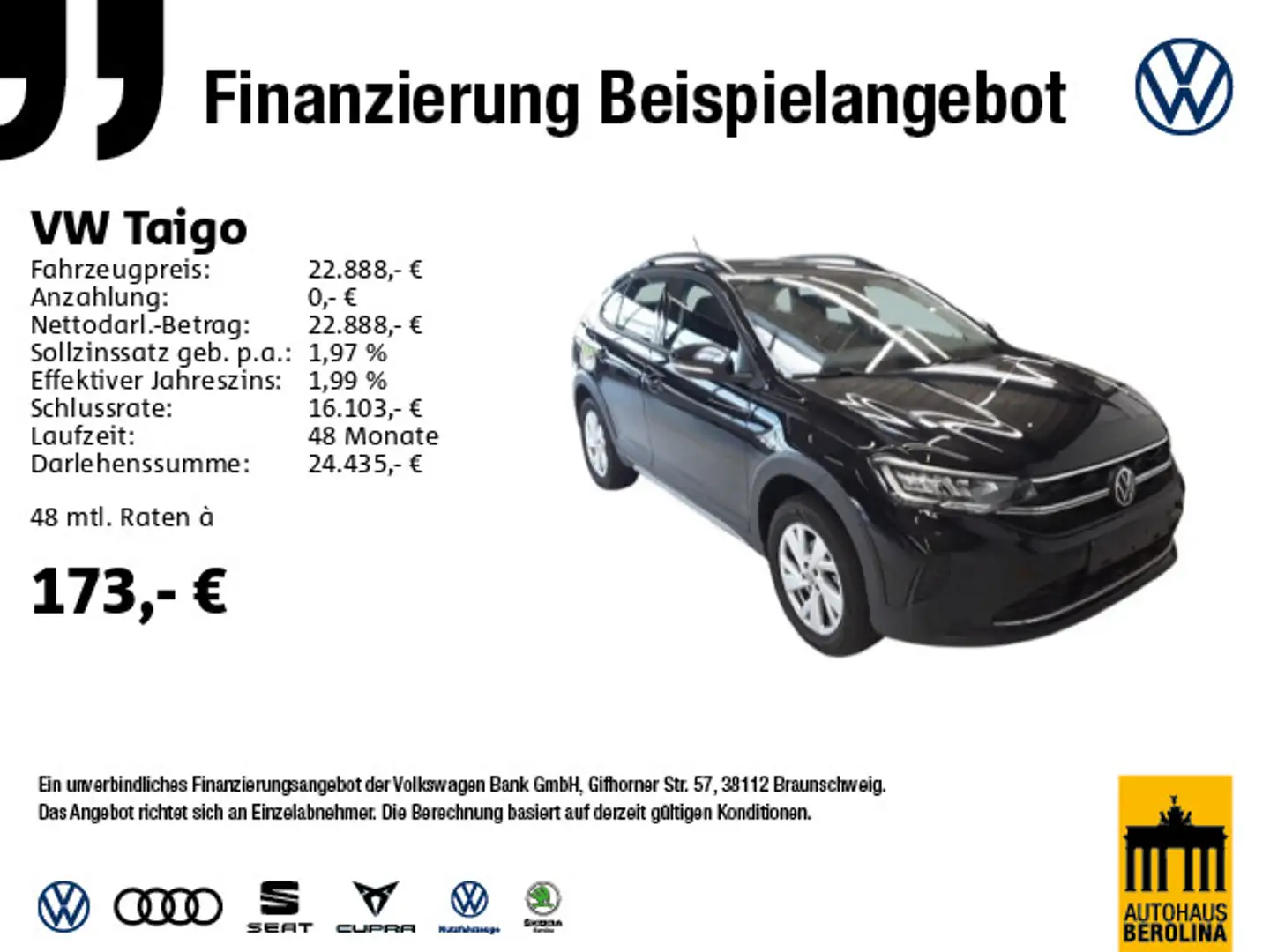 Volkswagen Taigo 1.0 TSI Life DSG *LED*PDC+*SHZ* Schwarz - 1