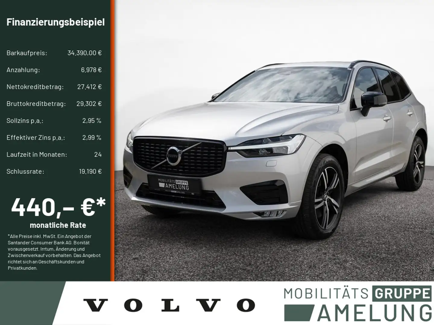 Volvo XC60 B4 R-Design AWD PDC H/K NAVI ACC LED AHK Срібний - 1