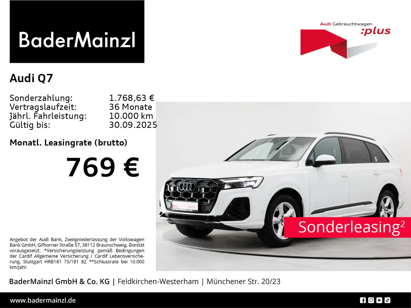 Audi Q7 55 TFSIe quattro Luft HUD Matrix 360° Leder Weiß - 1