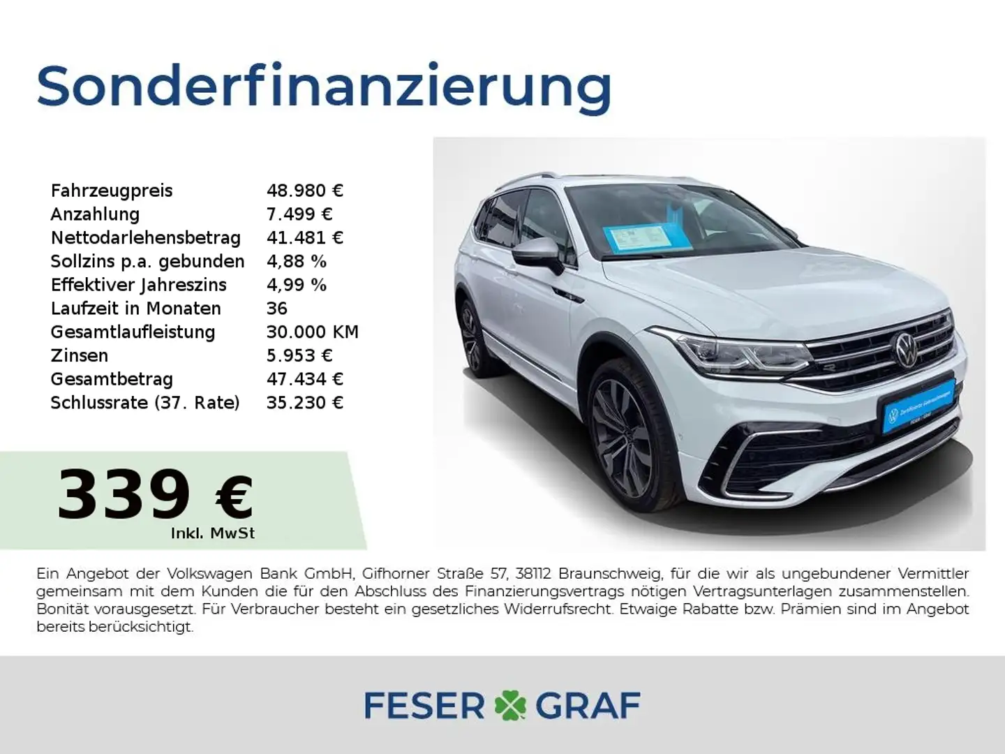 Volkswagen Tiguan Allspace R-Line 2.0TDI 4M DSG AHK SHZ 20" Weiß - 1