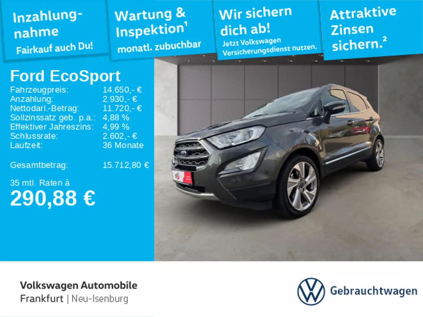 Ford EcoSport 1.0 EcoBoost Titanium Start/Stopp Klima Grau - 1