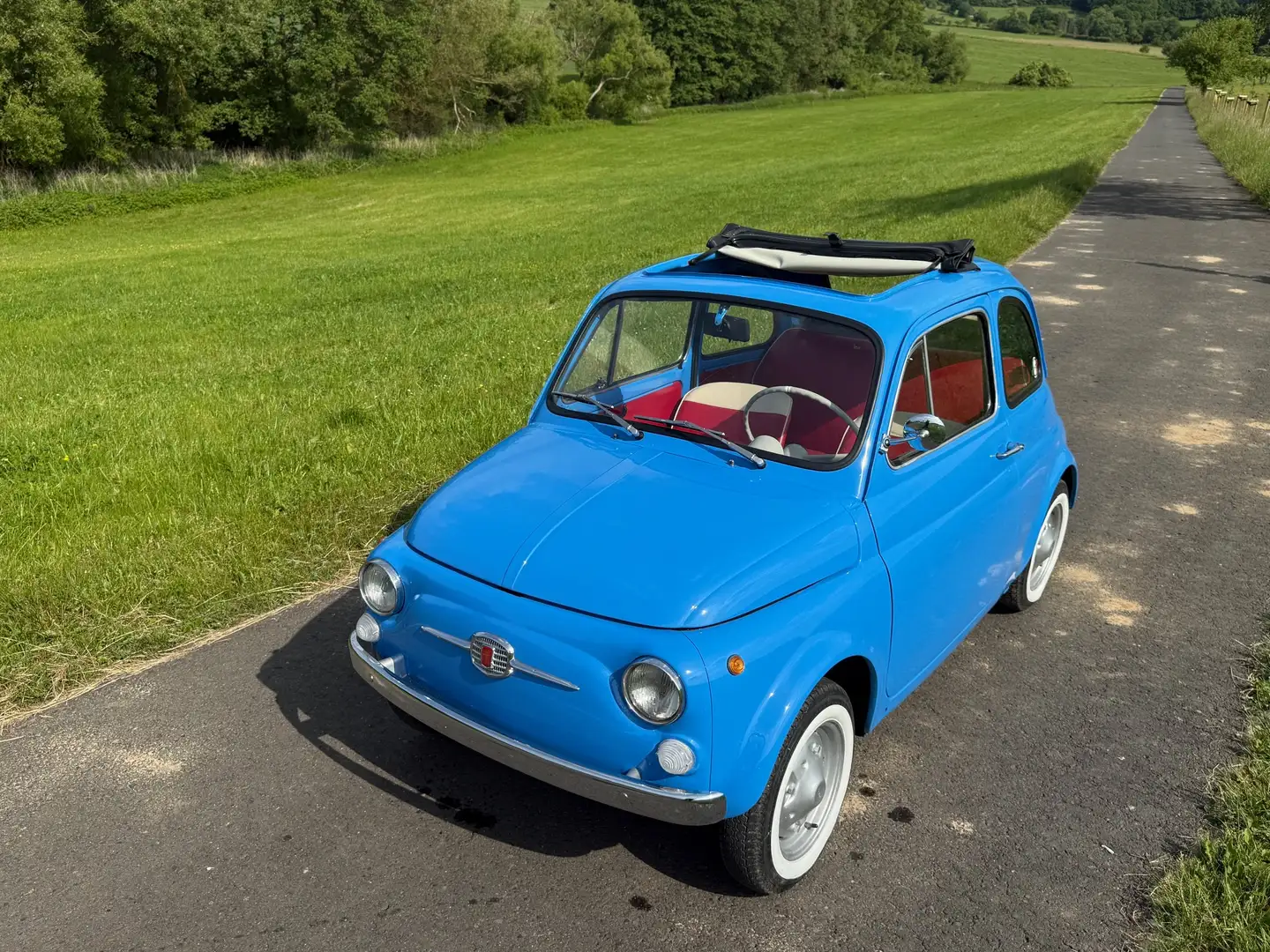 Fiat 500 F RUNDTACHO 1968 SYNC GETRIEBE TÜV & H NEU Blauw - 1