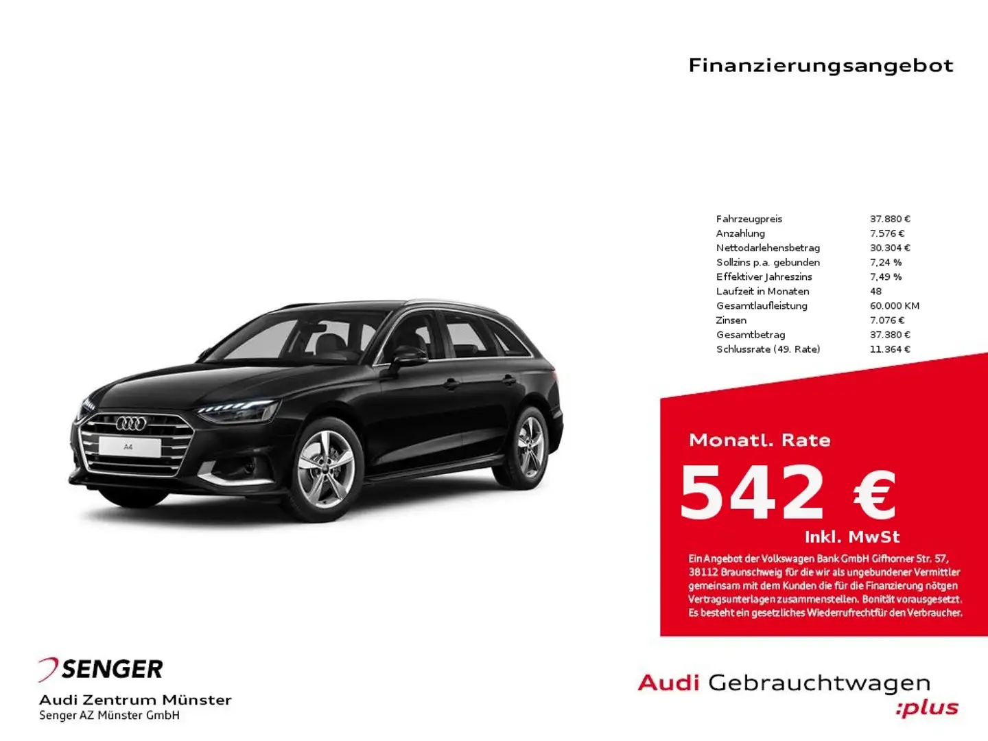 Audi A4 Avant Advanced 35 TDI S tronic LED ACC AHK Schwarz - 1