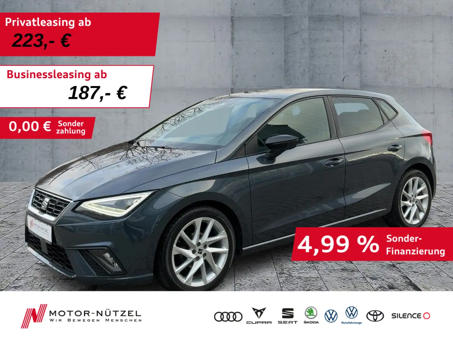 SEAT Ibiza 1.0TSI FR LED+NAVI+APP+SHZ+GRA+PDC+DAB+17" Grau - 1