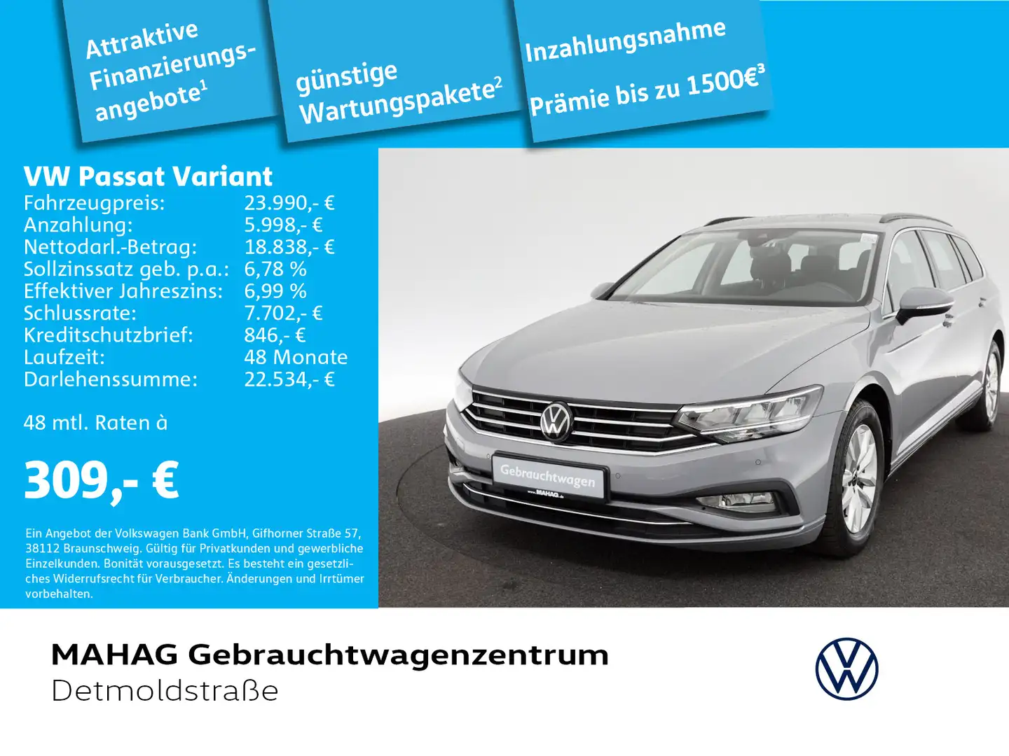 Volkswagen Passat Variant Business 2.0 TDI LED Navi RearVie Grau - 1