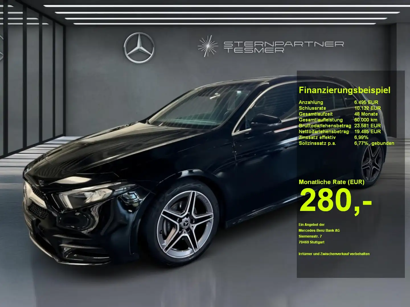 Mercedes-Benz A 200 AMG+MBUX+DISTRONIC+SOUND+AMBIENTE+KAMERA Zwart - 1