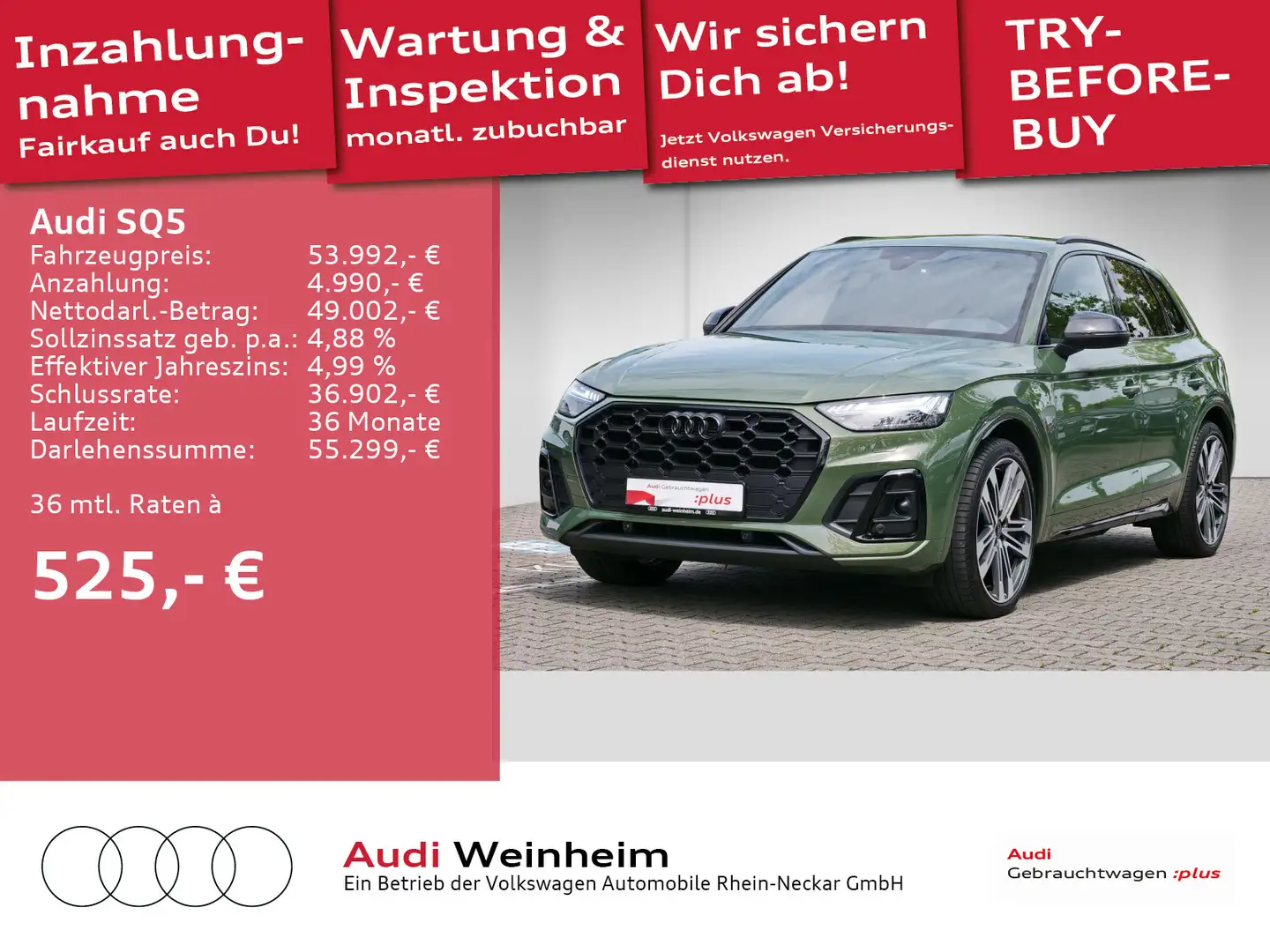 Audi SQ5 3.0 TDI Black-Plus Paket Matrix Navi uvm Groen - 1