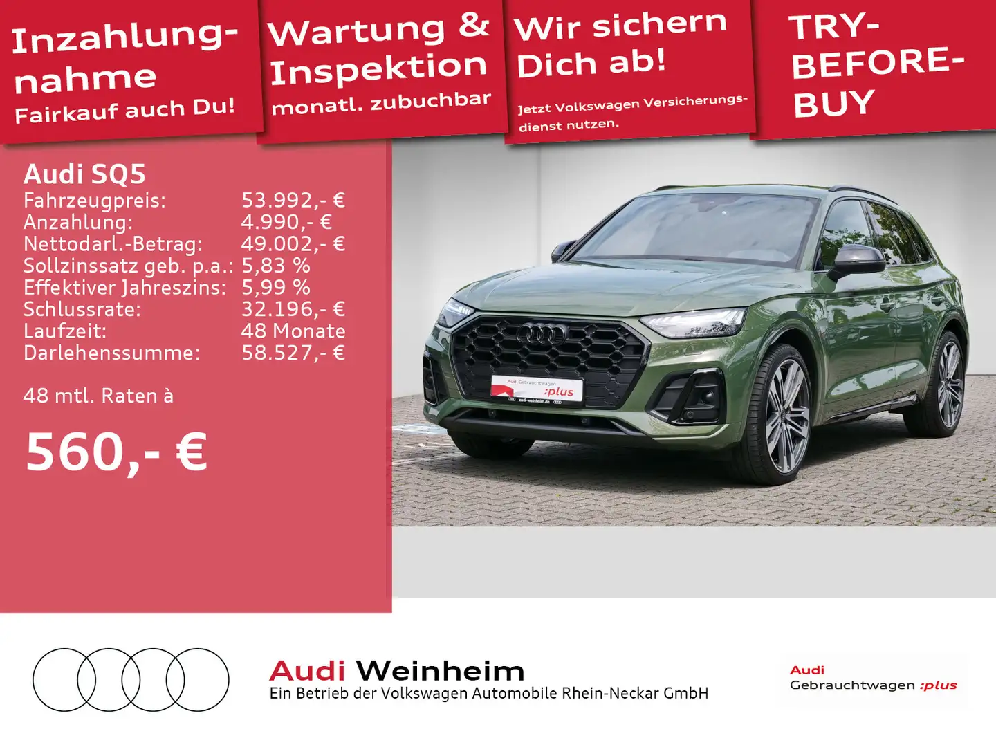 Audi SQ5 3.0 TDI Black-Plus Paket Matrix Navi uvm Grün - 1