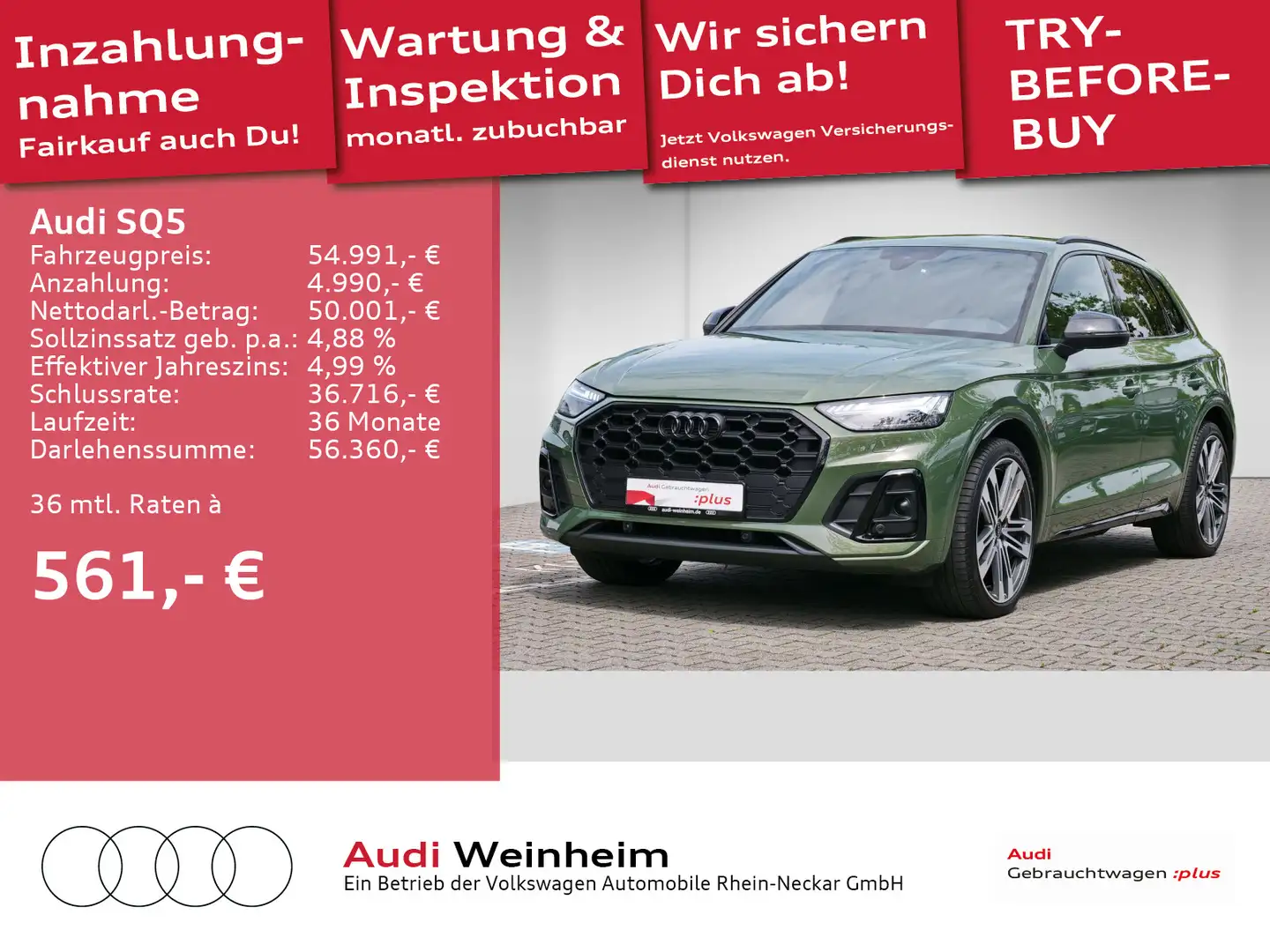 Audi SQ5 3.0 TDI Black-Plus Paket Matrix Navi uvm Zelená - 1
