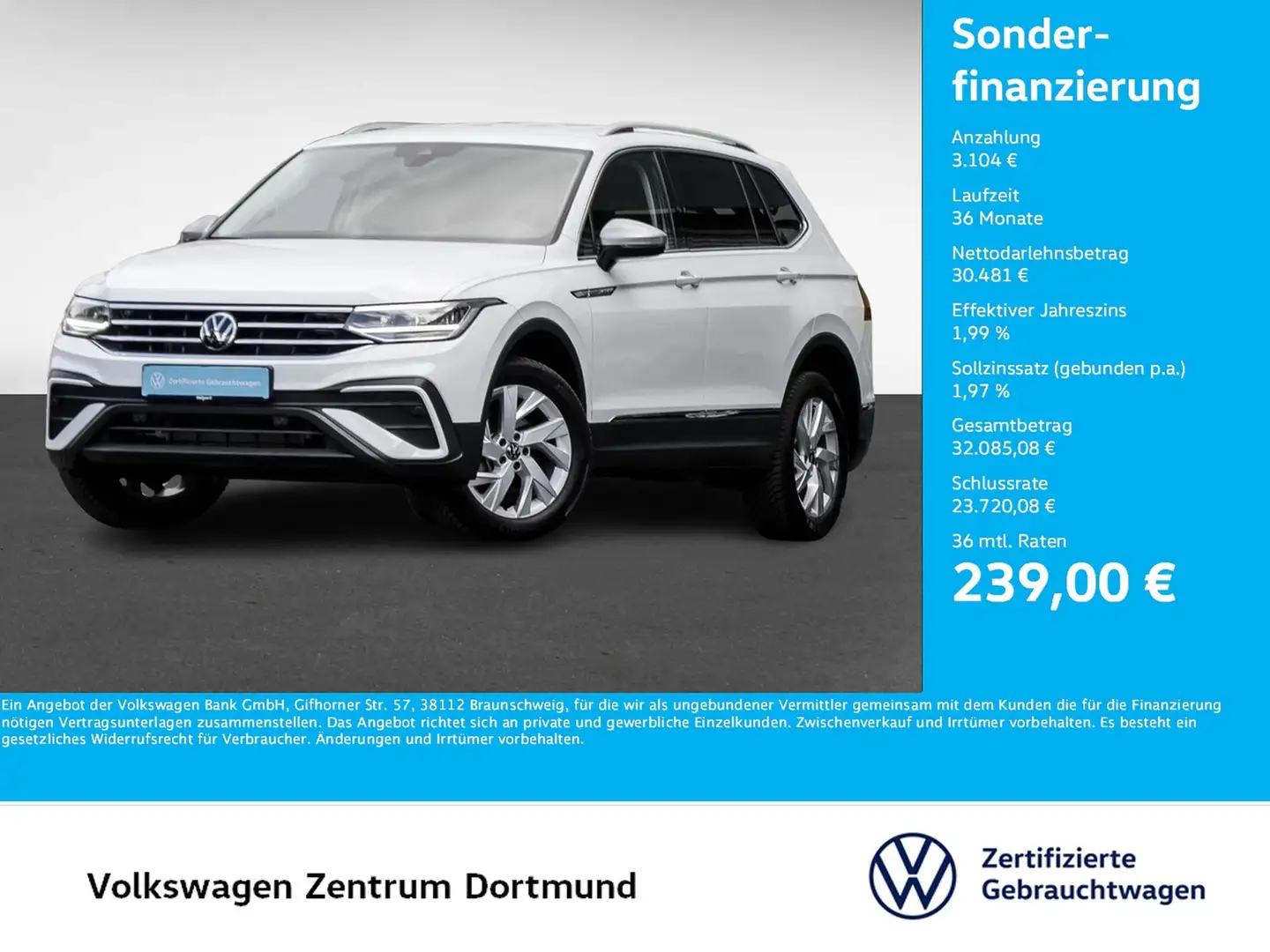 Volkswagen Tiguan Allspace 1.5 LIFE 7SITZE AHK LM18 NAVI Blanc - 1