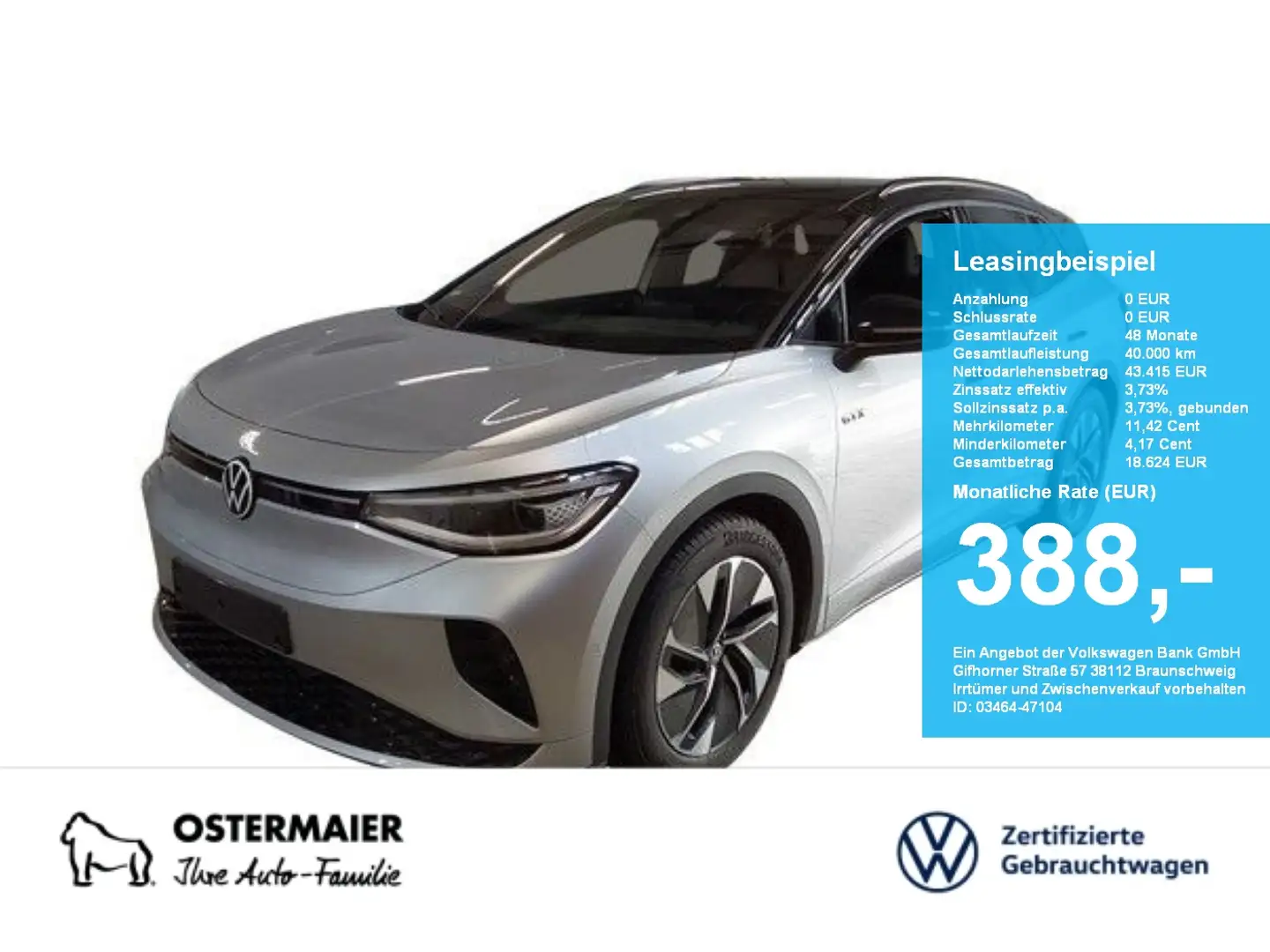 Volkswagen ID.4 GTX 340PS AHK.PANO.HEAD-UP.KAMERA.21 5JG Argent - 1