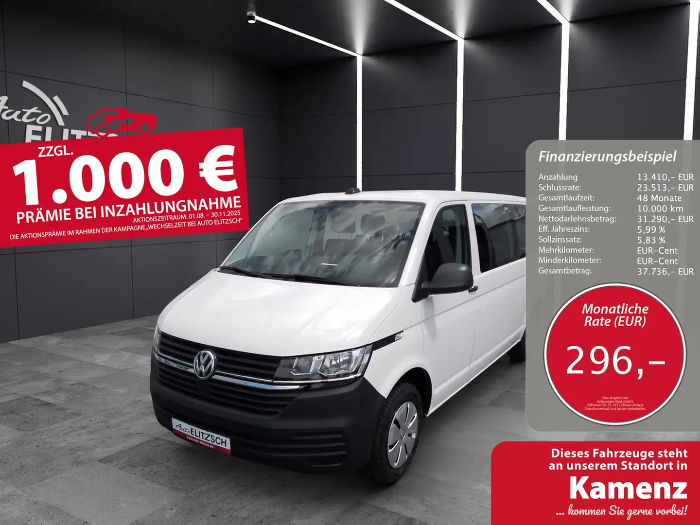 Volkswagen T6 Kombi T6.1 TDI 9-Sitzer LR SITZH. PDC KLIMA Weiß - 1