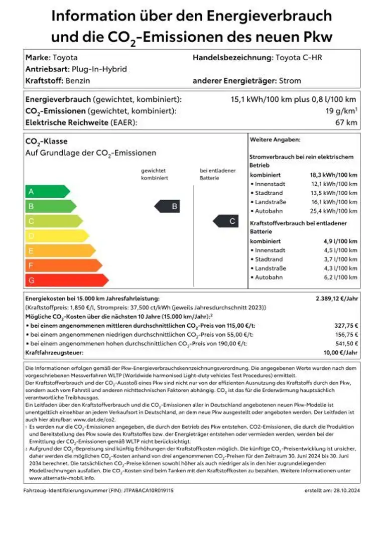 Toyota C-HR 2.0 Plug-in-Hybrid Team Deutschland *LED Silber - 2