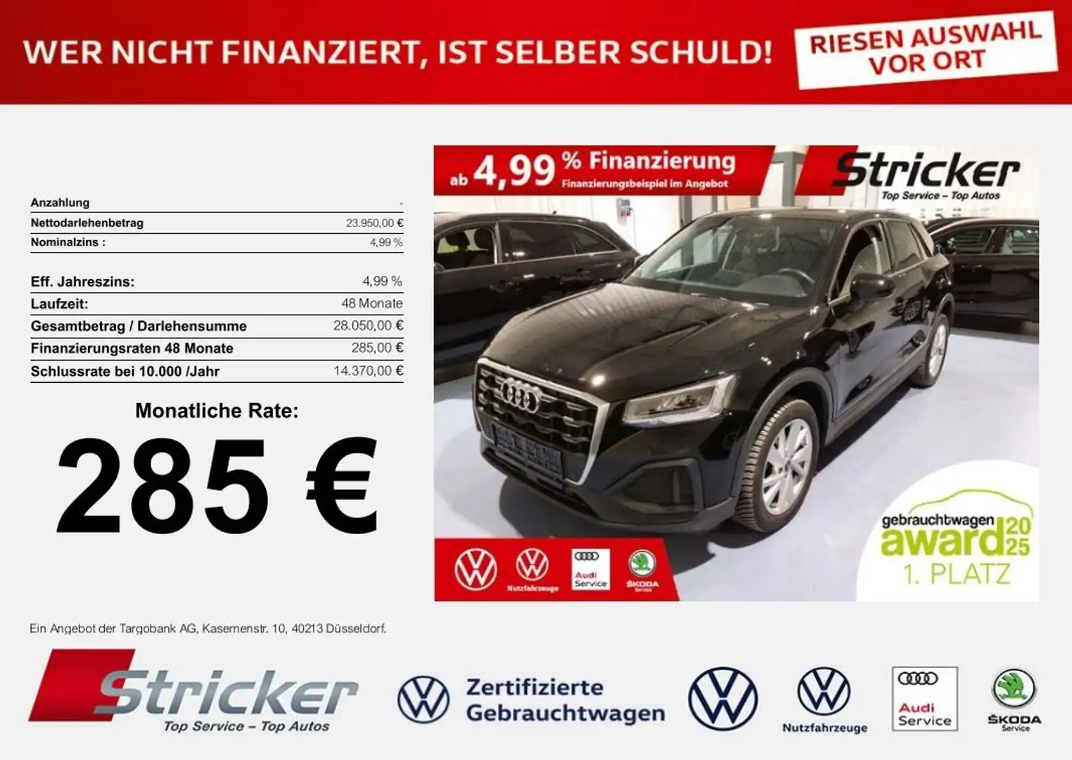 Audi Q2 35 1.5TFSI DSG 285,-ohne Anzahlung Kamera Sitzhei Schwarz - 1