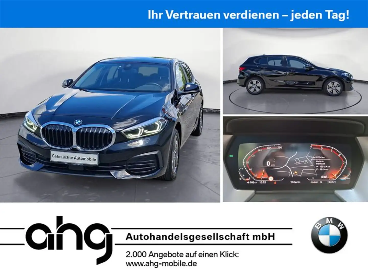 BMW 118 i Advantage PDC Sitzhzg. Vorn Lederlenkrad Schwarz - 1