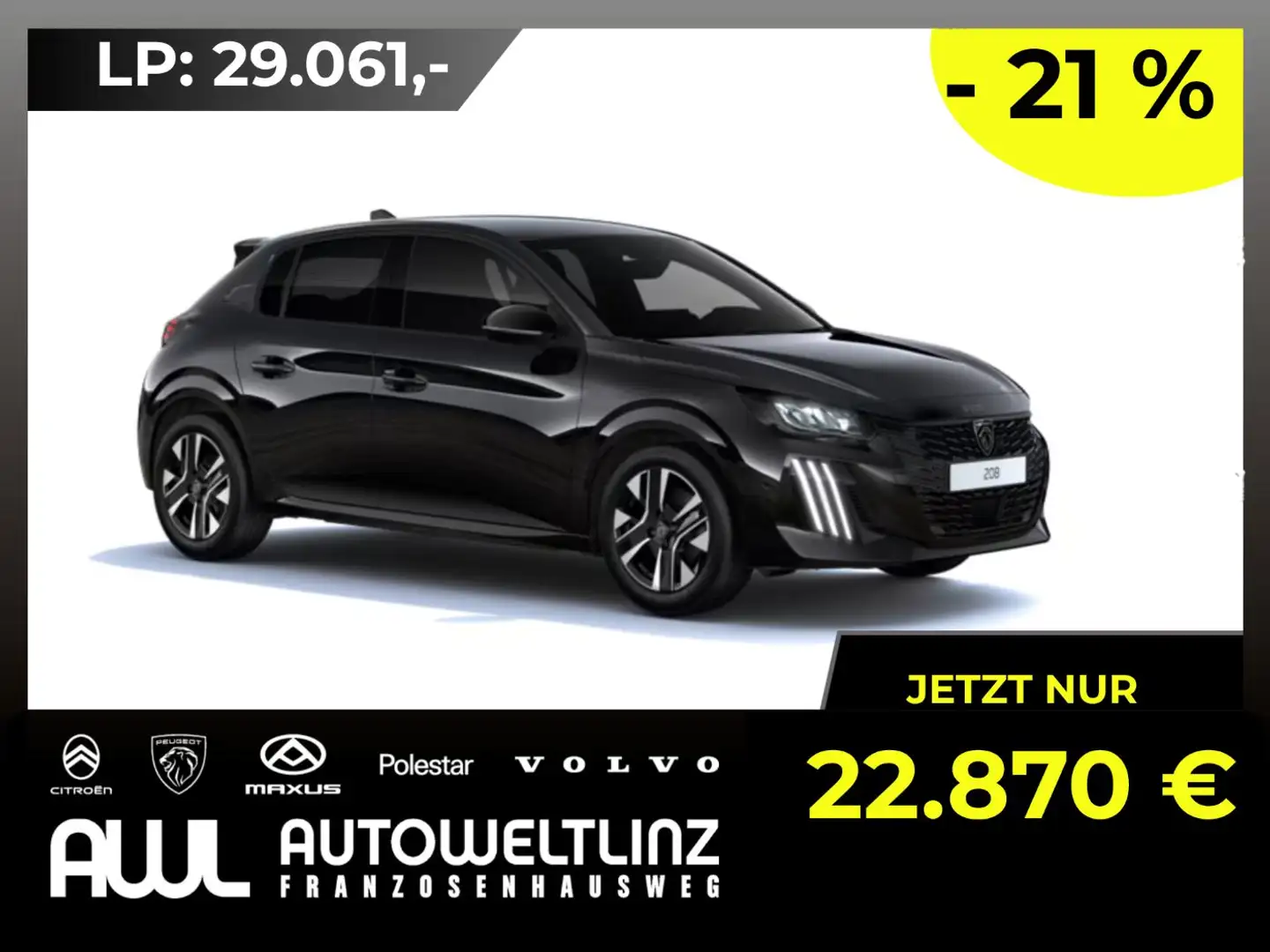 Peugeot 208 Hybrid 110 e-DCS6 Allure MegaDeal Schwarz - 1