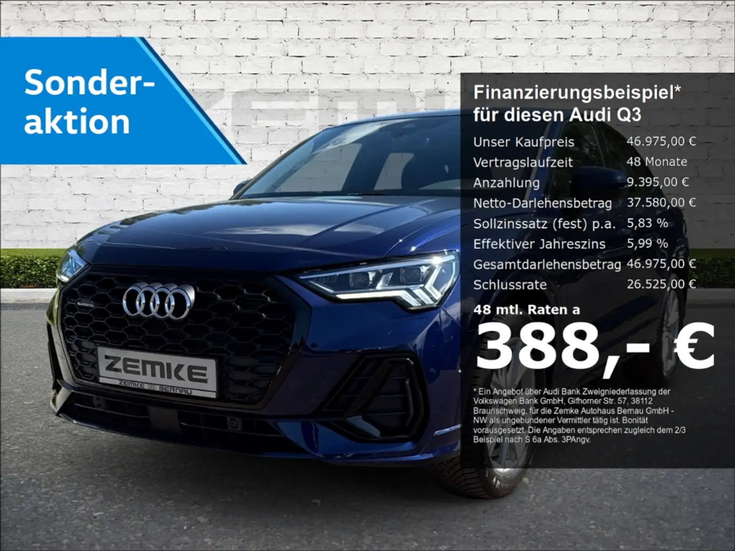 Audi Q3 Sportback 45 TFSI S tronic quattro S line Navi dig Blau - 1