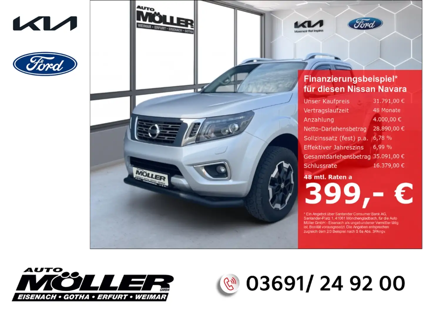 Nissan Navara NP 300 2.3 TEKNA Double Cab 4x4 AHK Sitzheizung Silber - 1