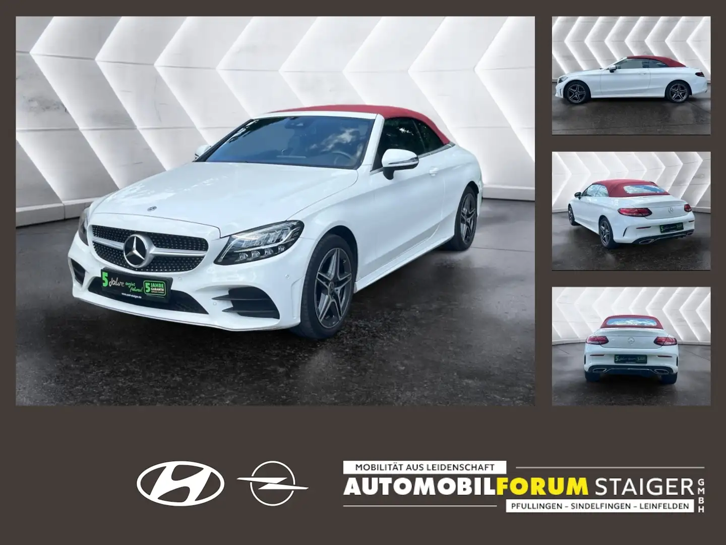 Mercedes-Benz C 180 Cabrio  AMG Line LM LED Navi Sport PDC Blanc - 1