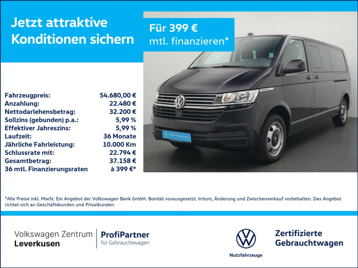Volkswagen T6.1 Caravelle lang DSG 2X SCHIEBETÜR NAVI PDC Schwarz - 1