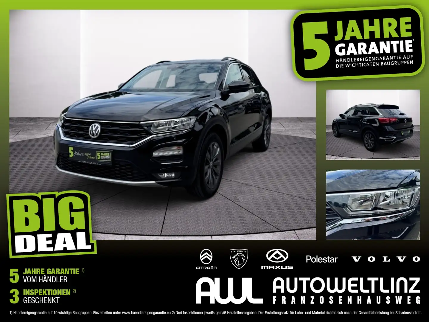 Volkswagen T-Roc 1.0 TSI Design ACC+Pano+SHZ+Winterp. Schwarz - 1