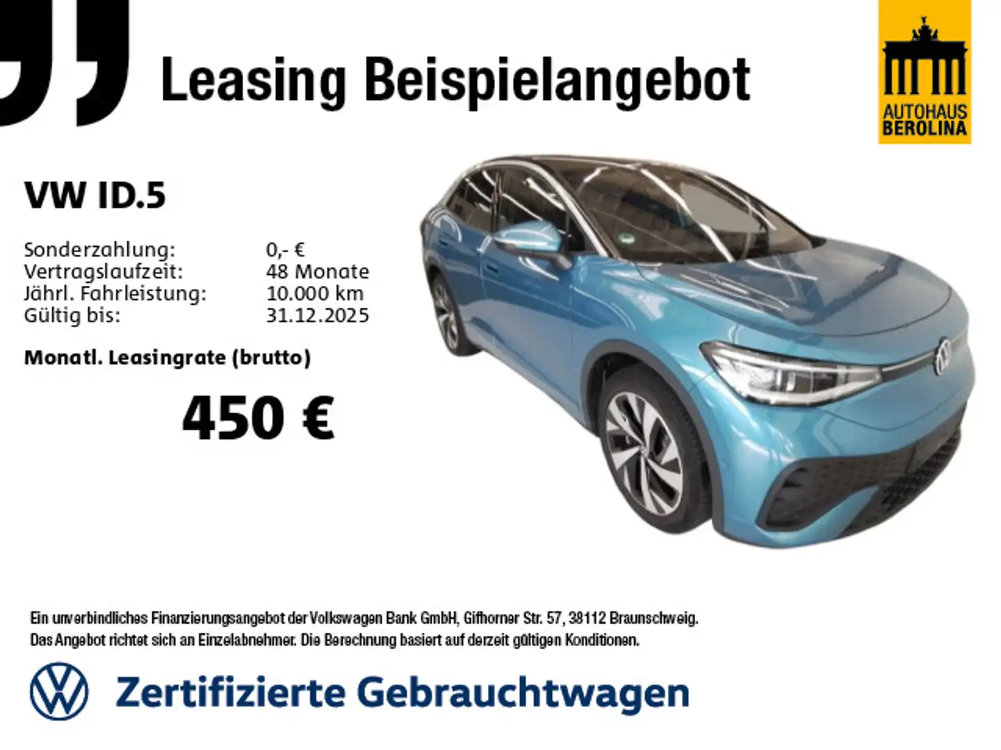 Volkswagen ID.5 Pro *IQ-MATRIX*PANO*AR-HuD*WärmeP*AHK*360°* Blau - 1
