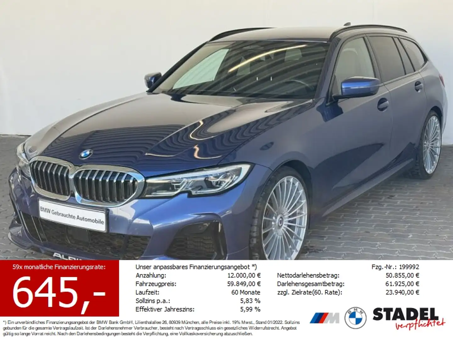 Alpina D3 S Tour. Navi.Laser.ACC.LR-Hz.HuD.RüKam.DAB Azul - 1