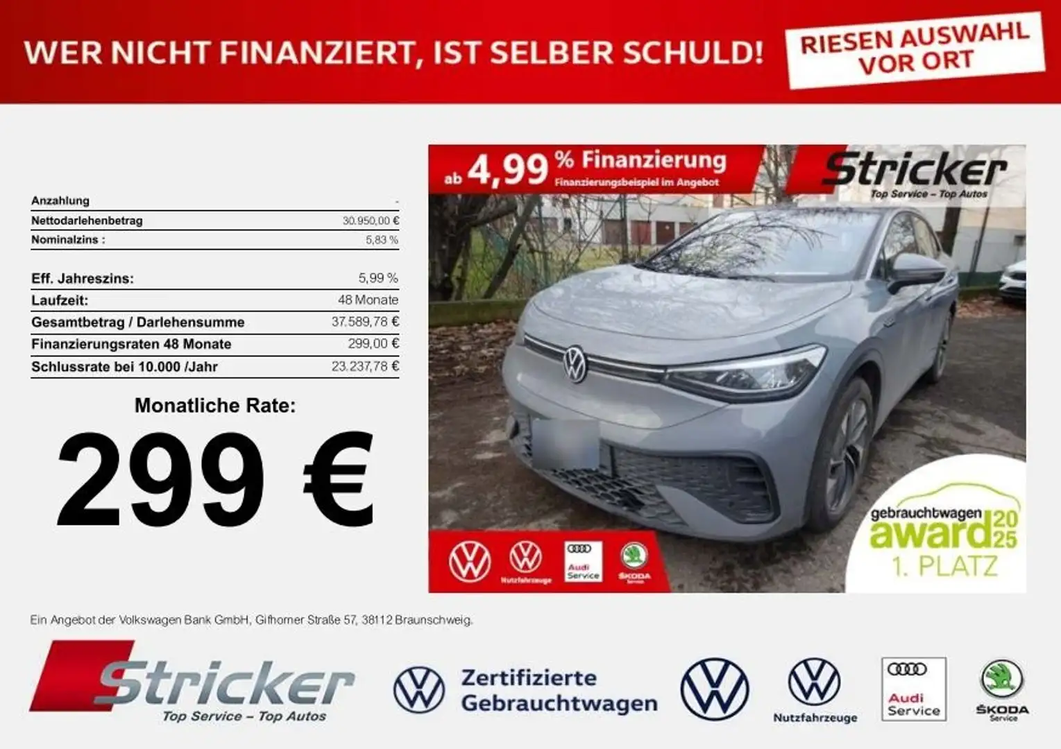 Volkswagen ID.5 Pro Performance 150/77 299,-ohne Anzahlung Navi A Серый - 2