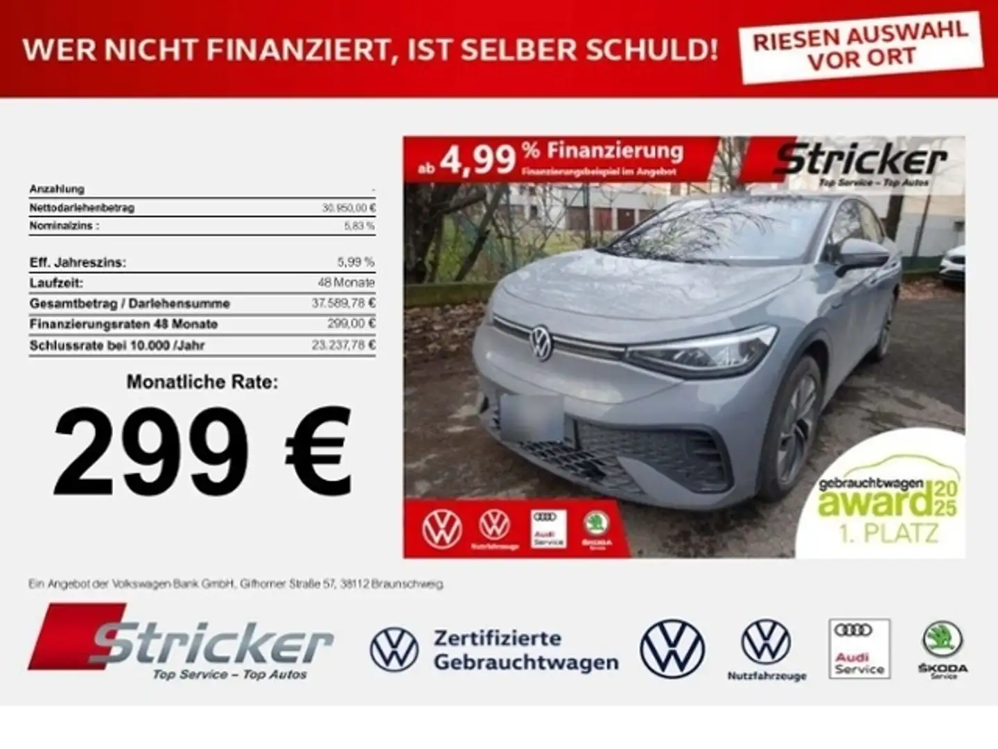 Volkswagen ID.5 Pro Performance 150/77 299,-ohne Anzahlung Navi A Серый - 1