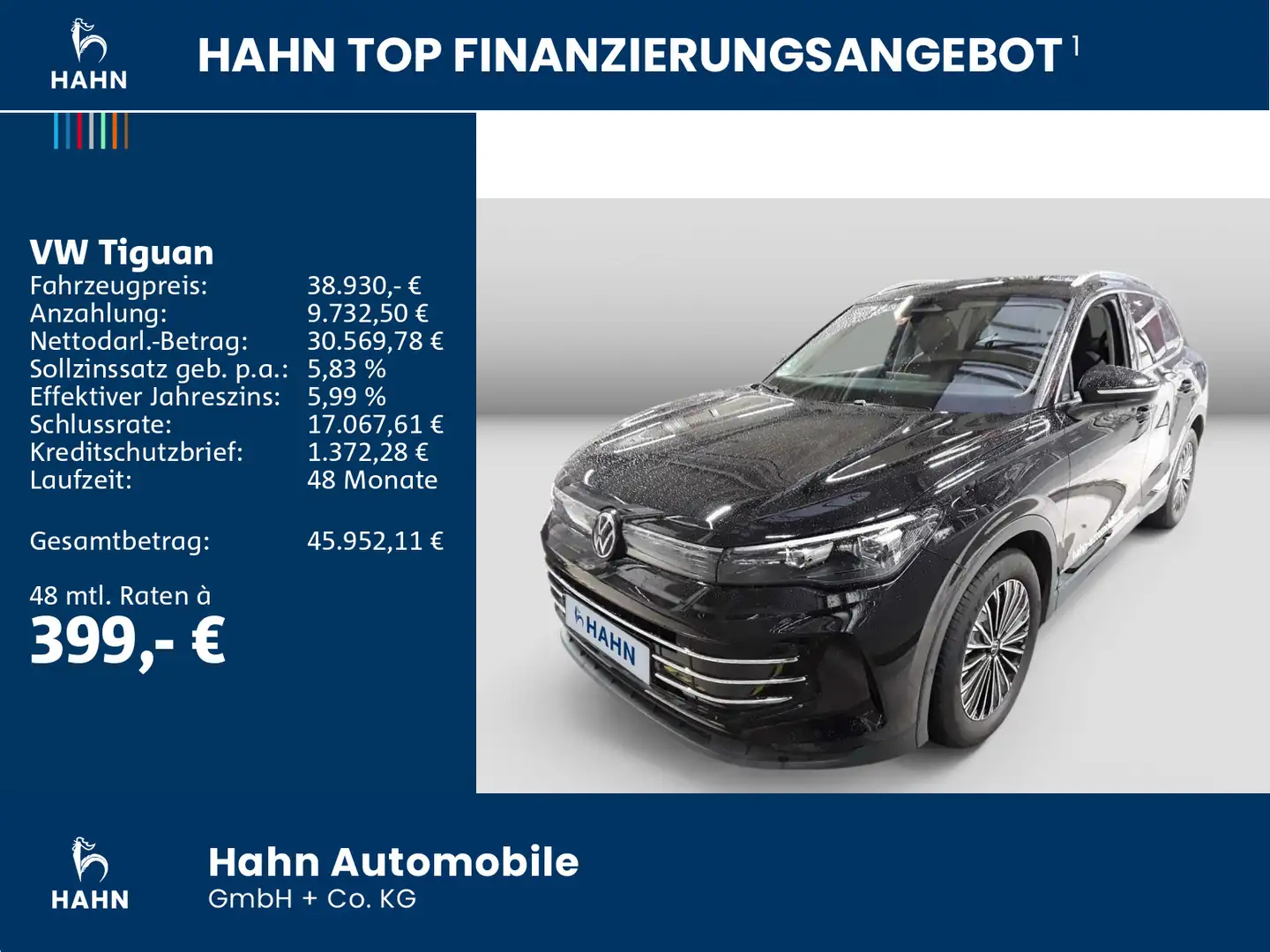 Volkswagen Tiguan 2.0TDI DSG Elegance AHK Cam HuD LED+ Navi Schwarz - 2
