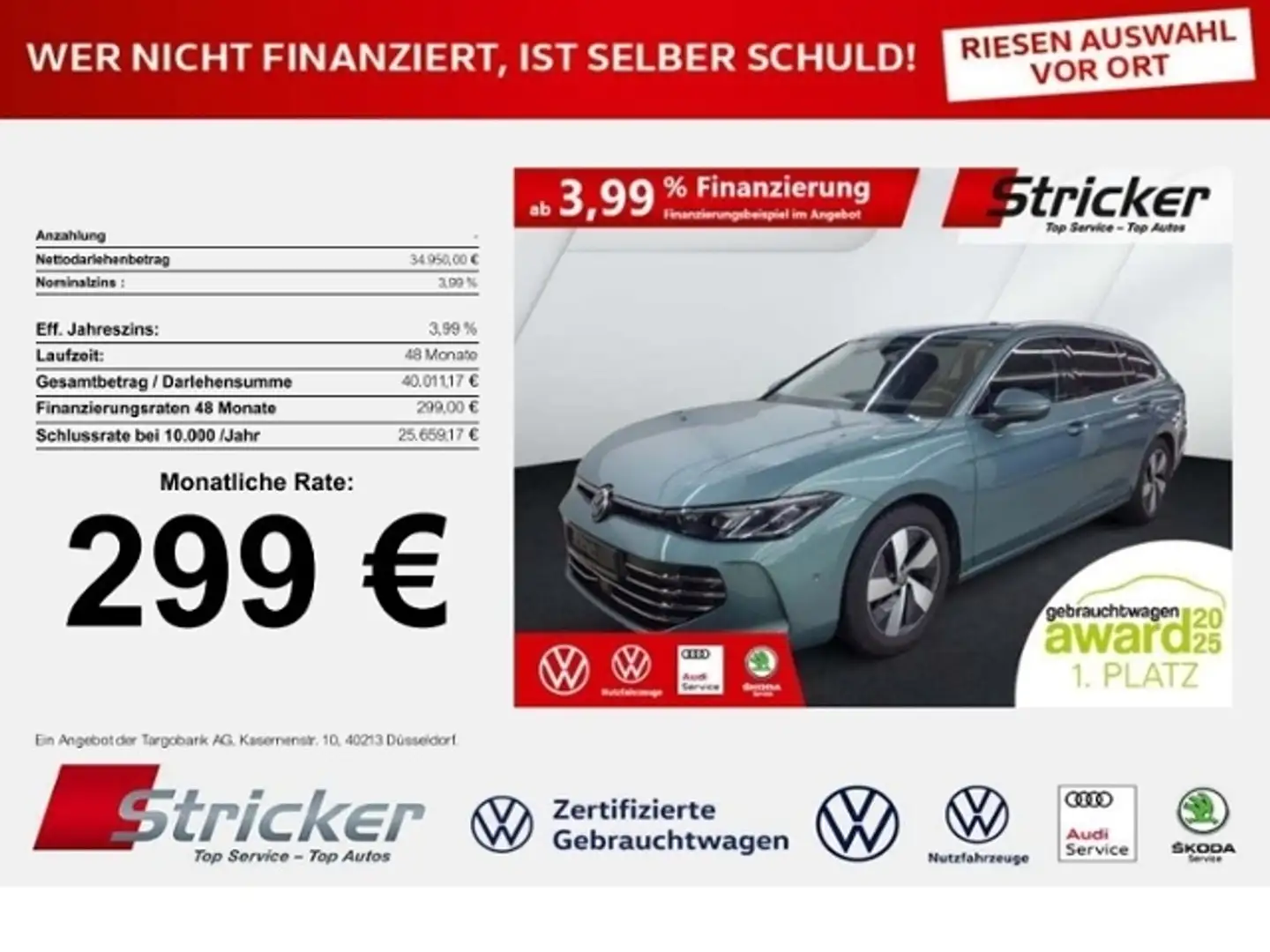 Volkswagen Passat Variant Elegance 2.0TDI DSG 299,-ohne Anzahlung AHK Trave Grün - 1