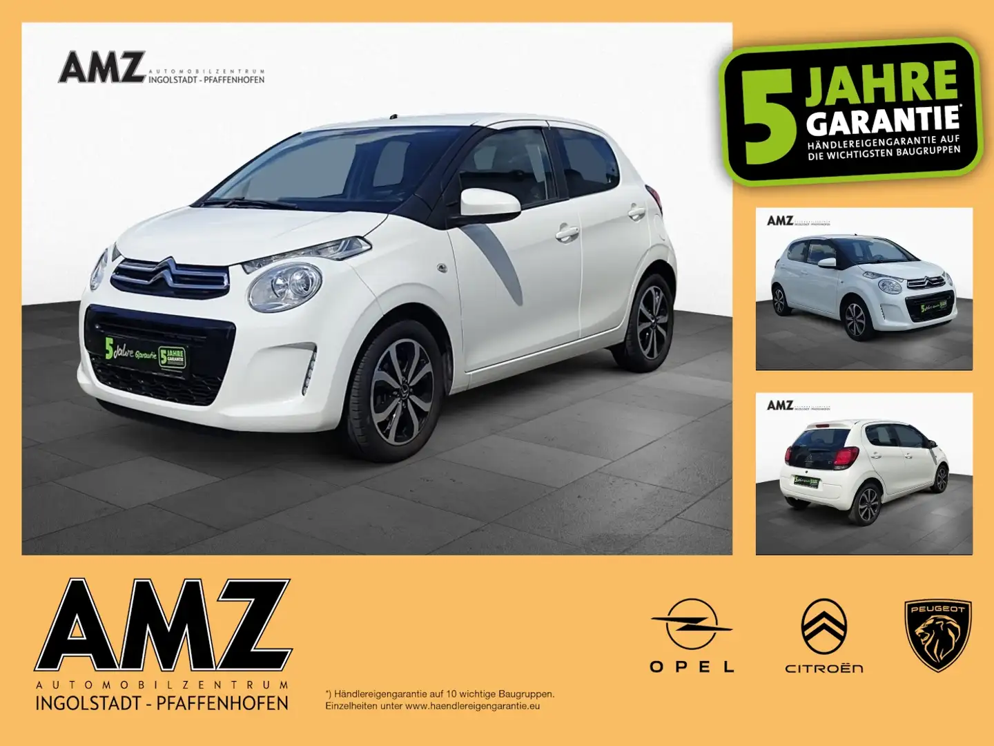 Citroen C1 Shine 5-Türer 1.0l VTI Klimaauto KAM DAB USB Blanc - 1