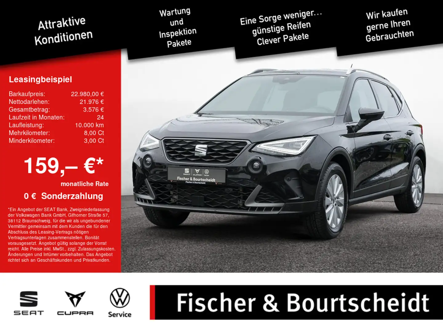 SEAT Arona 1.0 TSI FR NAVI ACC KAM LED SHZ Schwarz - 1