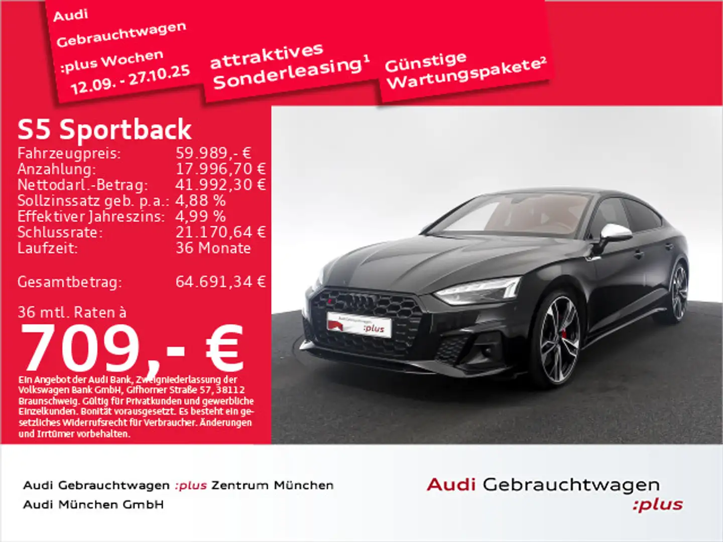 Audi S5 TDI tiptr. StdHzg/AHK/B&O/HuD/Virtu Schwarz - 1