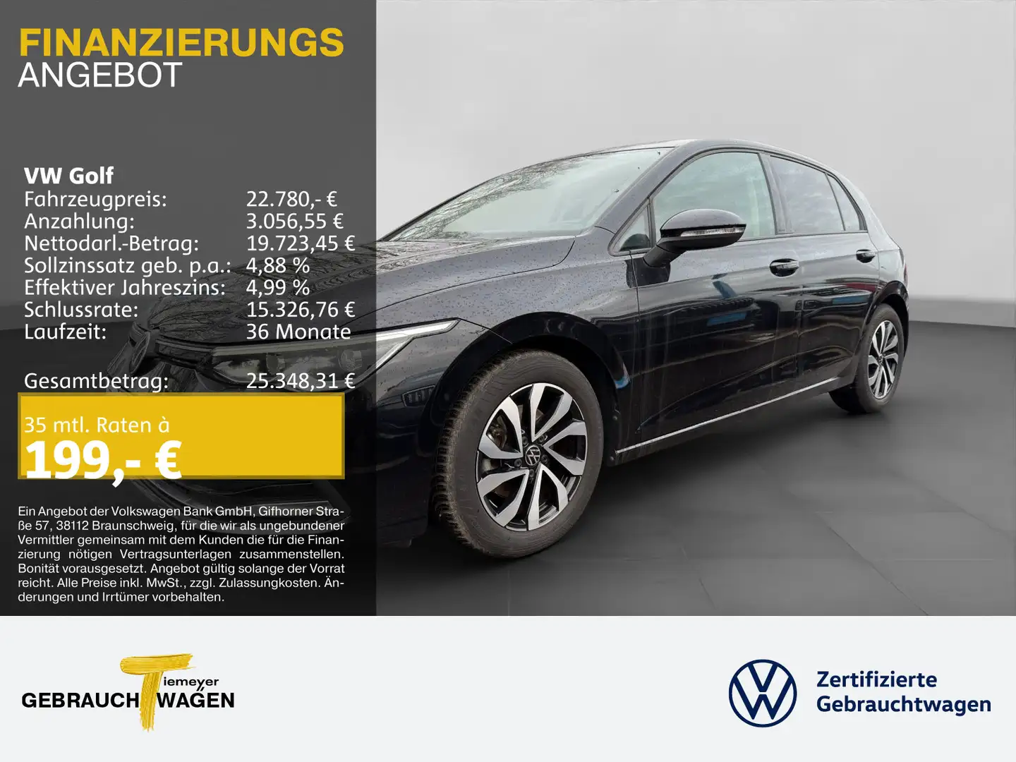 Volkswagen Golf 1.5 TSI ACTIVE LED+ PDC KAMERA AHK Schwarz - 1