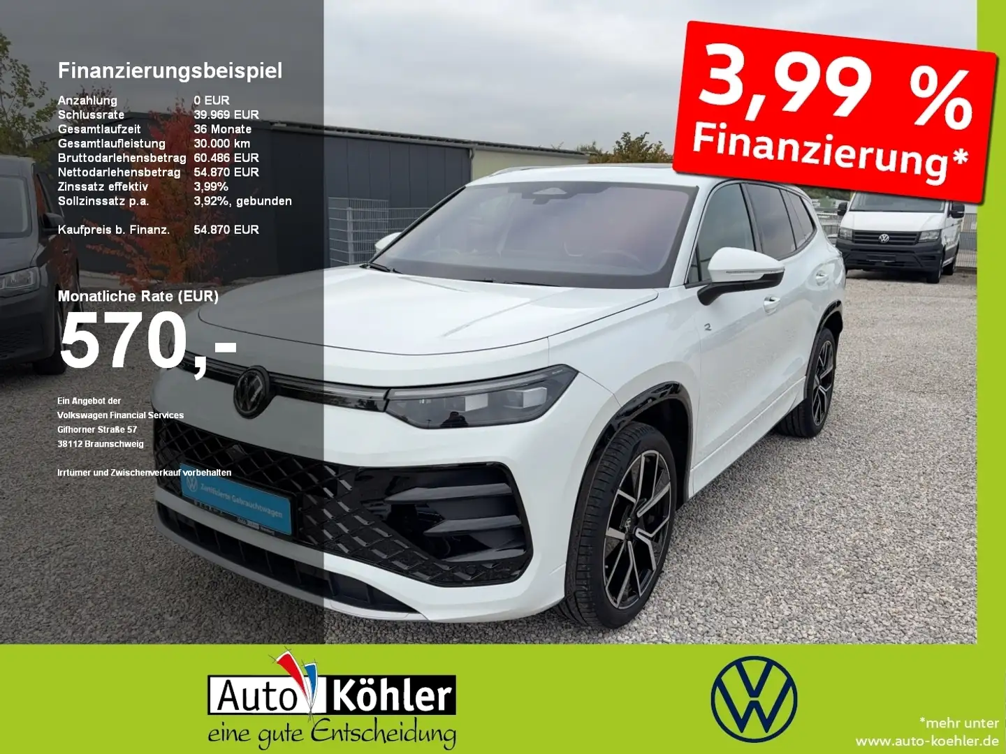 Volkswagen Tayron R-Line TDi DSG 4M CarPlay+Matrix+Pano+ACC Weiß - 1