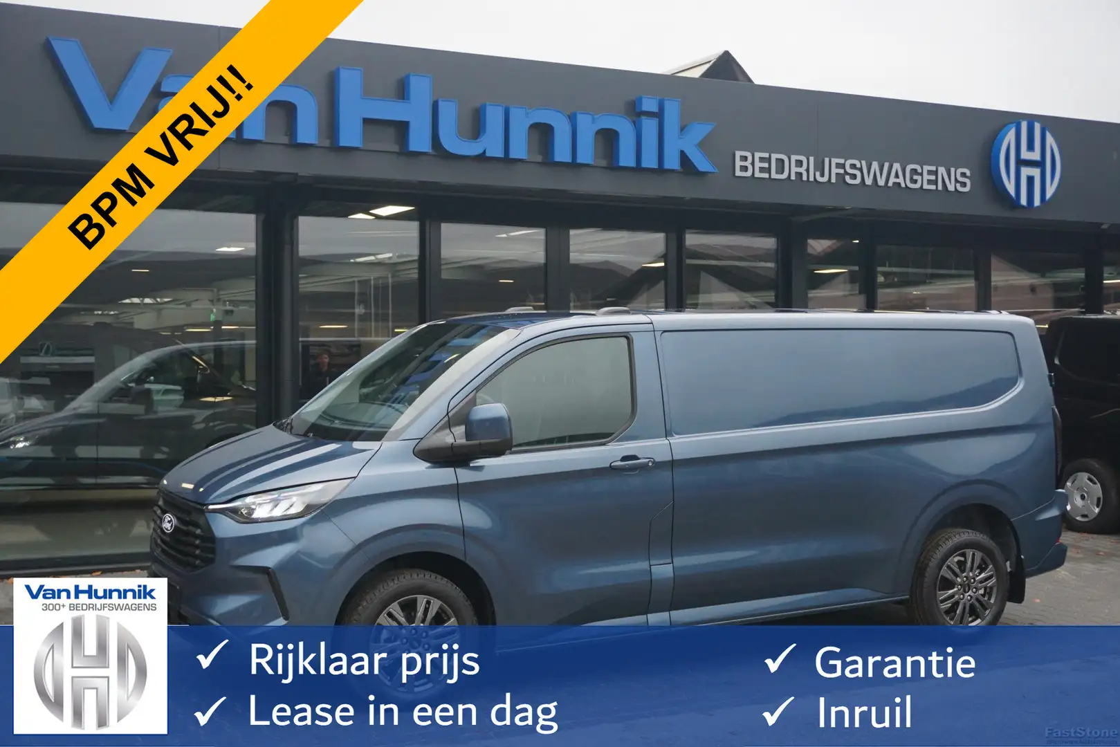 Ford Transit Custom 320L 170PK Aut. Limited BPM VRIJ!! 13" Navi, Adap. Blauw - 1