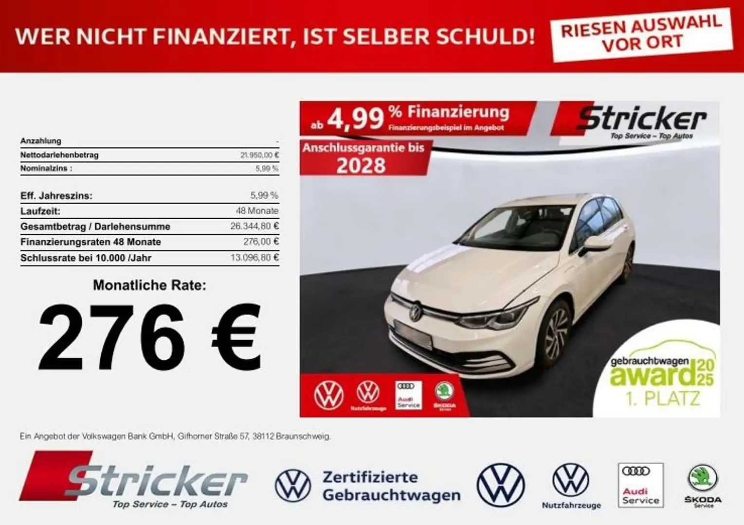 Volkswagen Golf Style 1.4TSI e-hybrid 276,-ohne Anzahlung Navi Ka Weiß - 2